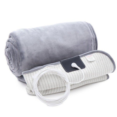 Grey grounding blanket with coil cord